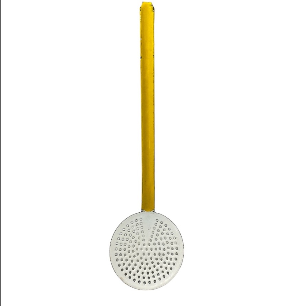 Vntg Large Skimmer Ladle Strainer Poland Metal Spoon Sieve Scoop Cooking Utensil
